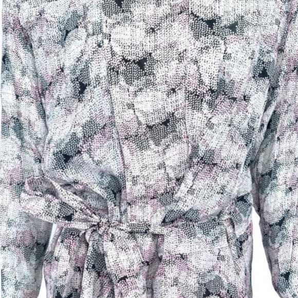 REISS Alice Abstract Pleated Long Sleeve Button-Down Asymmetrical Shirt Dress - Picture 10 of 14